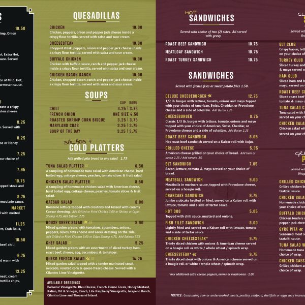 Lunch & Dinner Menu Brass Eagle Restaurant